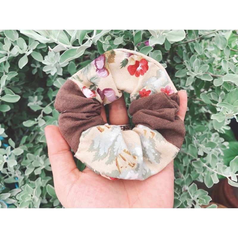 Cột tóc GÀ VINTAGE ghép vải Linen phối màu siêu đẹp