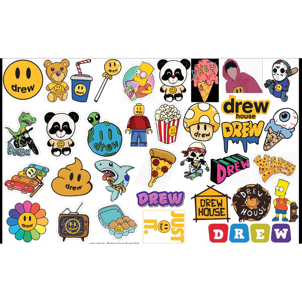 Sticker Drew house dán mũ bảo hiểm, vali, máy tính,xe, tủ lạnh, nhà....