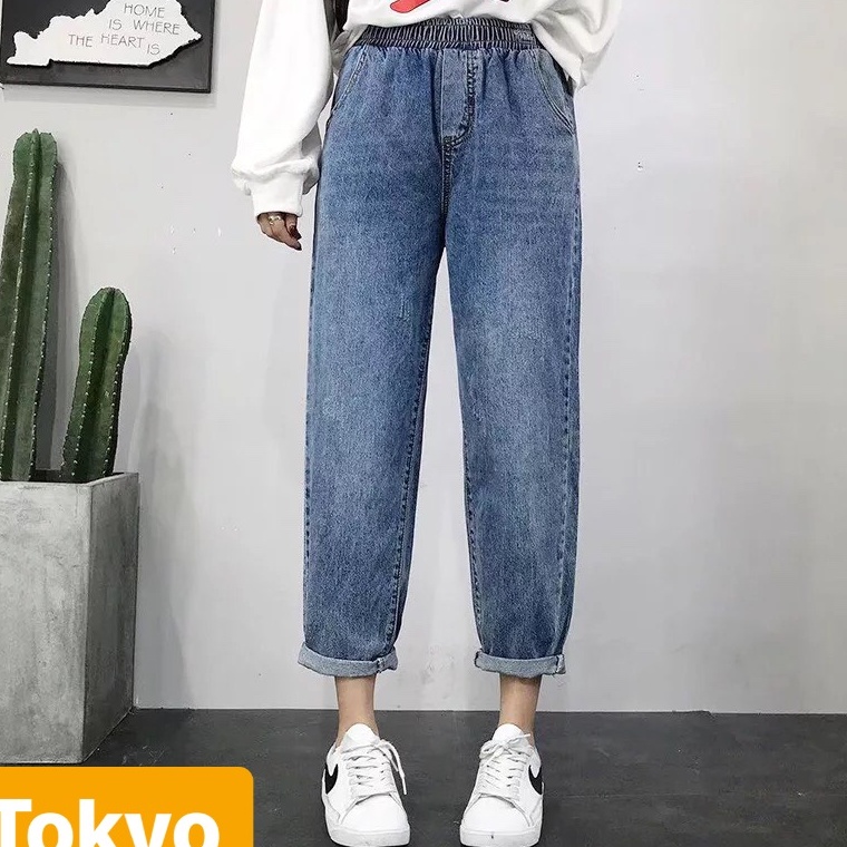 QUẦN BAGGY JEAN NỮ CHẤT BÒ XANH LƯNG THUN LƯNG CAO NÂNG MÔNG NHẬT BẢN VIP PRO - DB 330 - TOKYO FASHION