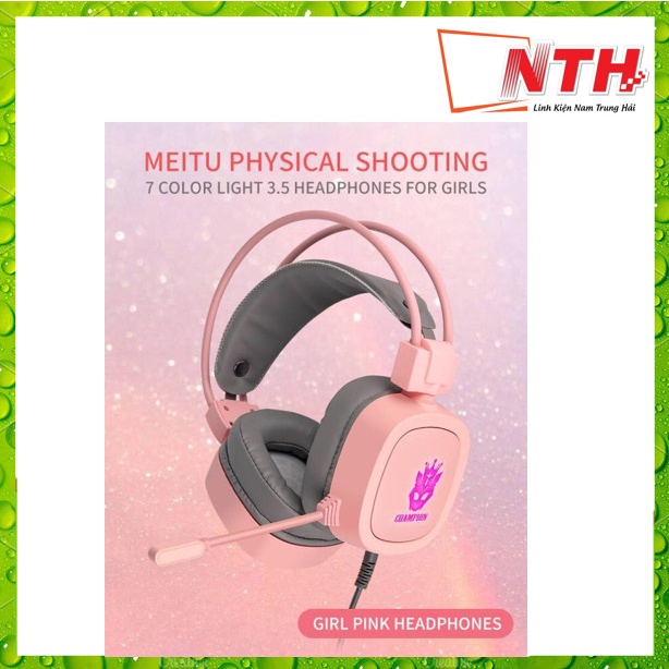 Tai nghe chụp tai có mic chuyên game SANNY S100 Cổng kết nối USB +3.5 Màu Hồng