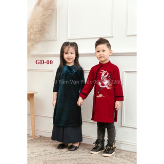 Áo Dài Nhung Bé Trai Thêu Phượng