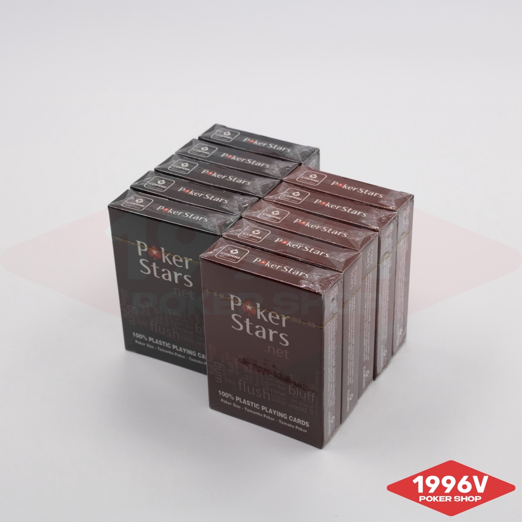 Combo 10 bộ bài tây nhựa Poker Size, bài poker plastic card Poker Star số to Jumbo chống nước - 1996V Poker Shop