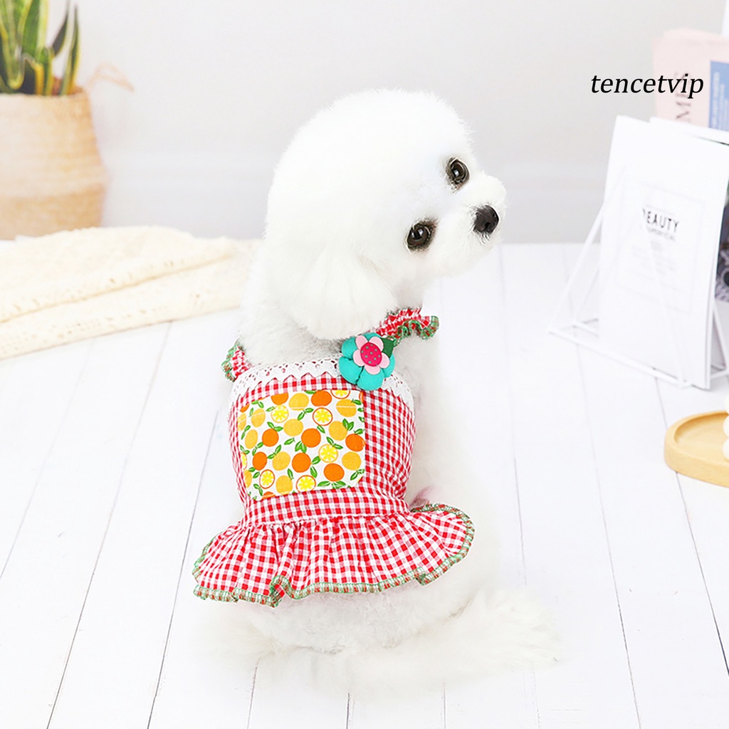 Đầm Hai Dây Bằng Polyester Họa Tiết Sọc Caro Thời Trang Mùa Hè Cho Thú Cưng