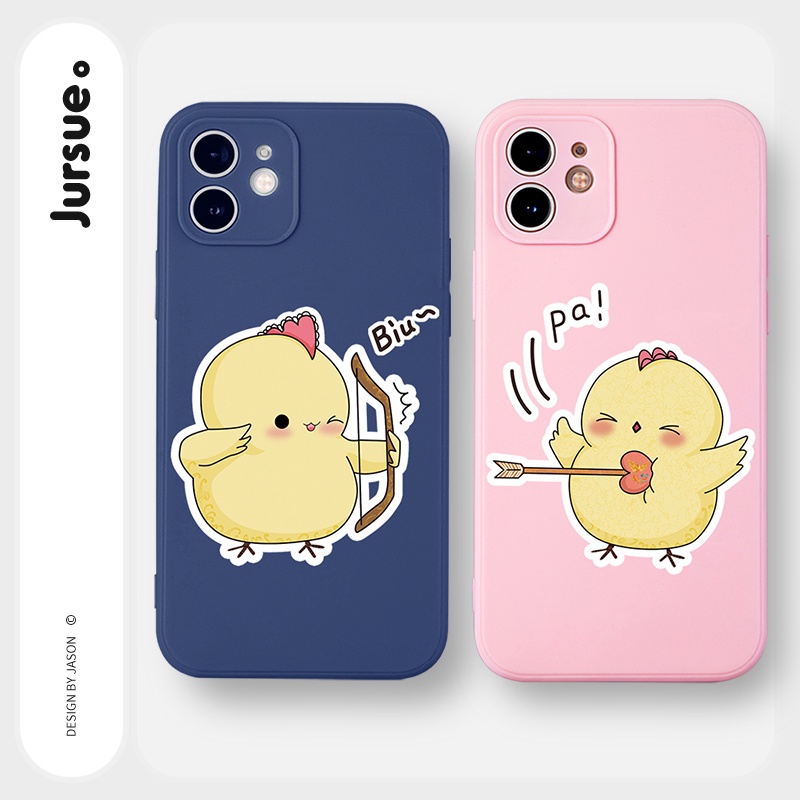 Ốp lưng JURSUE mềm hoạt hình cặp đôi dễ thương đẹp cho iPhone 13 12 11 Pro Max SE 2020 X XR XS ip 8 7 6 6S Plus kute Y14
