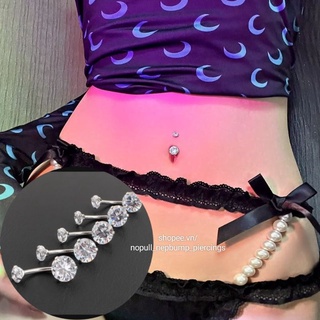 Khuyên rốn đá tròn - khuyên rốn đá trấu cao cấp - khuyên thép y tế không gỉ - khuyên xỏ rốn cao cấp