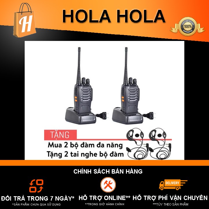  Cặp bộ đàm Baofeng 888s đa năng tặng 2 tai nghe bộ đàm - Bảo hành 3 tháng