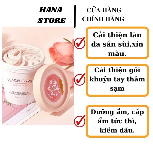 Tẩy Da Chết Body Heyxi Đào Peach Clear Mờ Thâm Da Mỹ Phẩm Hana Hũ 200ml