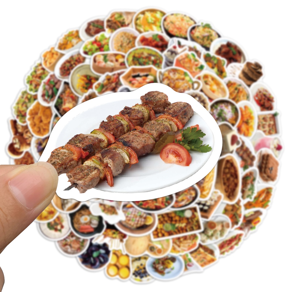 Set 90 chiếc sticker chống thấm nước ĐỒ ĂN TIKTOKER RẤT THÍCH REVIEW muốn dán gì dán nè