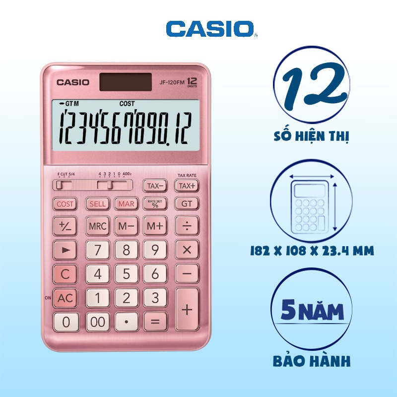 Máy Tính Casio JF-120FM Cỡ Nhỏ Thông Dụng Cho Kế Toán, NVVP