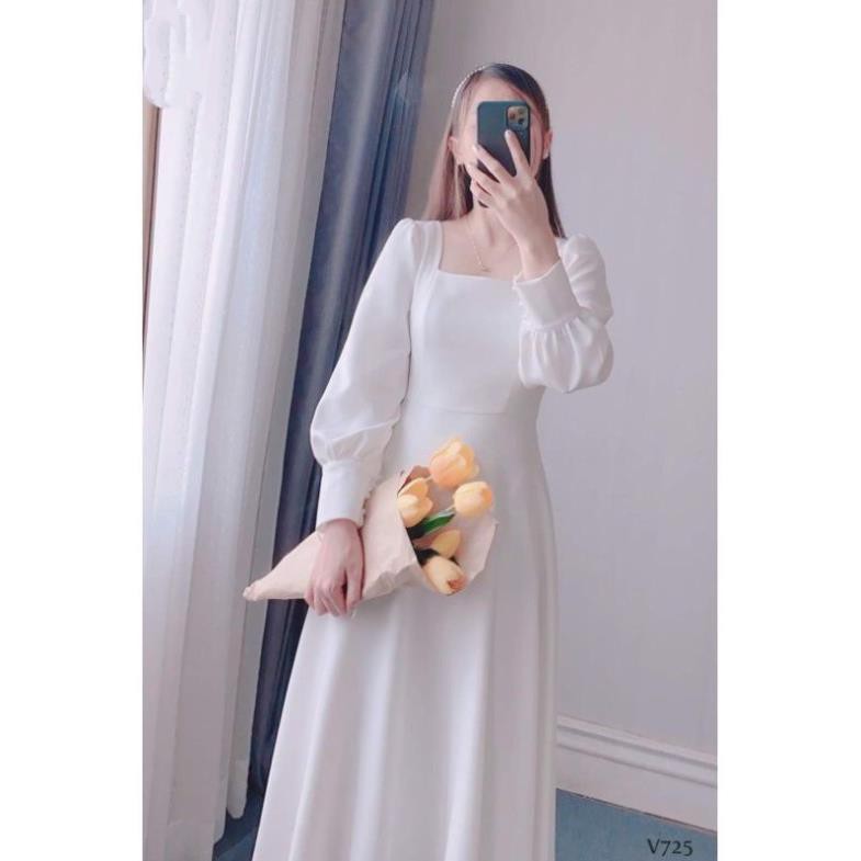 Đầm Maxi Xoè Cổ U Vintage Dáng Dài, Đầm Dự Tiệc Cô Dâu, Chụp Ảnh Cưới Đẹp !