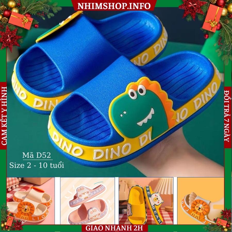 Dép bé trai bé gái quai ngang 3 - 9 tuổi đi trong nhà đi mưa đi nước cao cấp chống trơn trượt hình thú nhiều màu đẹp D52