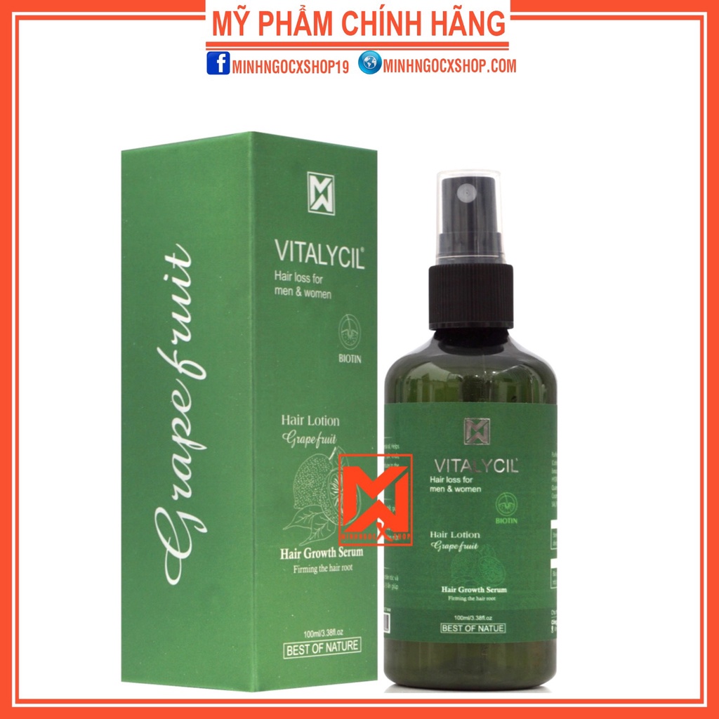 Tinh dầu bưởi, xịt dưỡng tóc tinh dầu bưởi VITALYCIL 100ml, chống rụng kích mọc tóc chính hãng