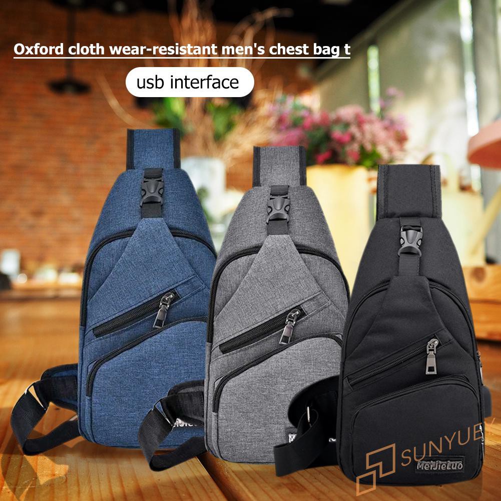 【In Stock】Oxford Cloth Chest Bag Men Zipper Outdoor Casual Crossbody Phone Belt Pouch