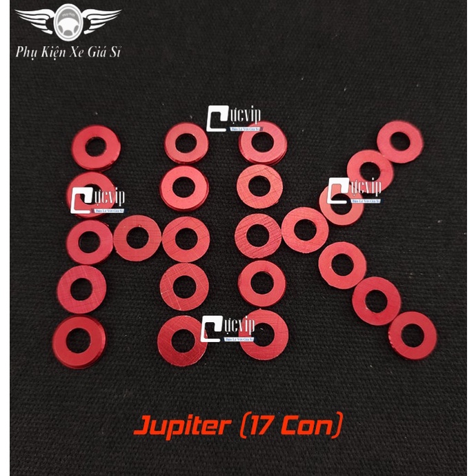 Combo 17 Con Lông Đền Đỏ Nhôm CNC 6Li Gắn Ốc Lốc Máy Xe Jupiter MS5231
