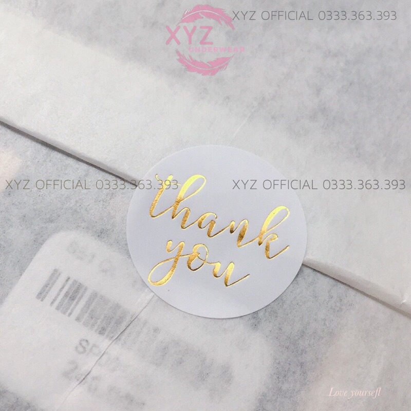 50- 100 Sticker miếng dán  thank you ánh nhũ trang trí hộp quà, túi giấy, trang trí gói hàng,giấy gói quần áo dễ thương.