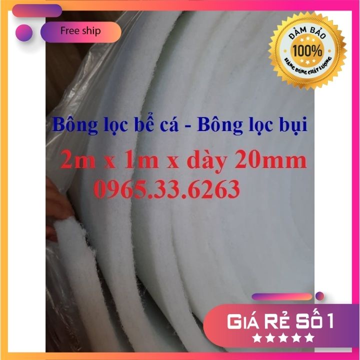 Bông lọc bể cá, hồ cá. Bông lọc nước, bông lọc bụi, lọc khí dày 20mm x 2m x 1m