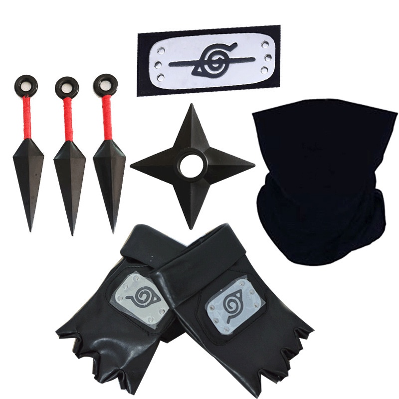 Set Băng Đô Và Găng Tay Kèm Mặt Nạ Họa Tiết Anime Naruto Kakashi