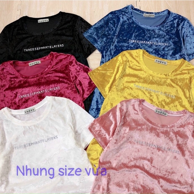 Áo thun nhung phom ôm vừa