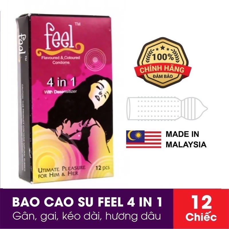 Bao Cao Su gân gai Feel 4 trong 1 - Malaysia (Hộp 12)