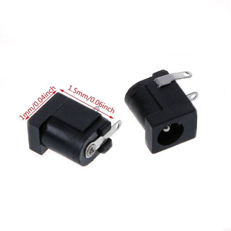 5 Pcs DC-005 Black DC Power Jack Socket Connector 5.5x2.1mm Barrel-Type PCB Mount