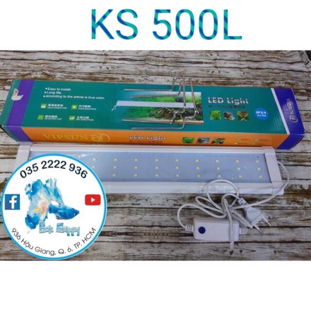 Đèn LED Máng VIPSUN KS 500L Ánh Sáng TRẮNG XANH Cho Hồ Cá, Hồ Thủy Sinh | Size 50-60cm