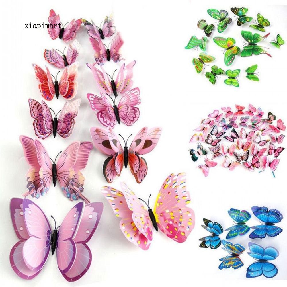 Bộ 24 miếng dán tường hình con bướm 3D trang trí