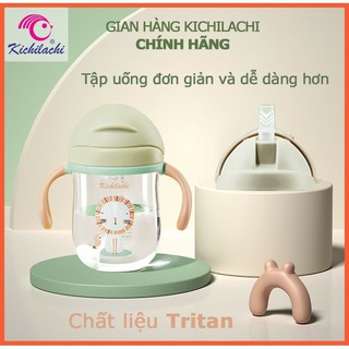 Bình Tập Uống Nước 220ml KICHILACHI Chính Hãng Họa Tiết Thú Ngộ Nghĩnh Có Van Chống Sặc, Nhựa Tritan Cao Cấp - HBQ Kids