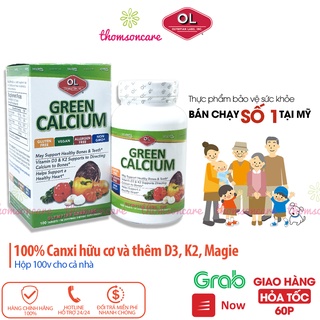 Bổ sung Canxi hữu cơ Green Calcium Nhập khẩu từ Olympian Labs Mỹ Lọ 100 viên có Vitamin D3, K2 cho mẹ bầu, sau sinh
