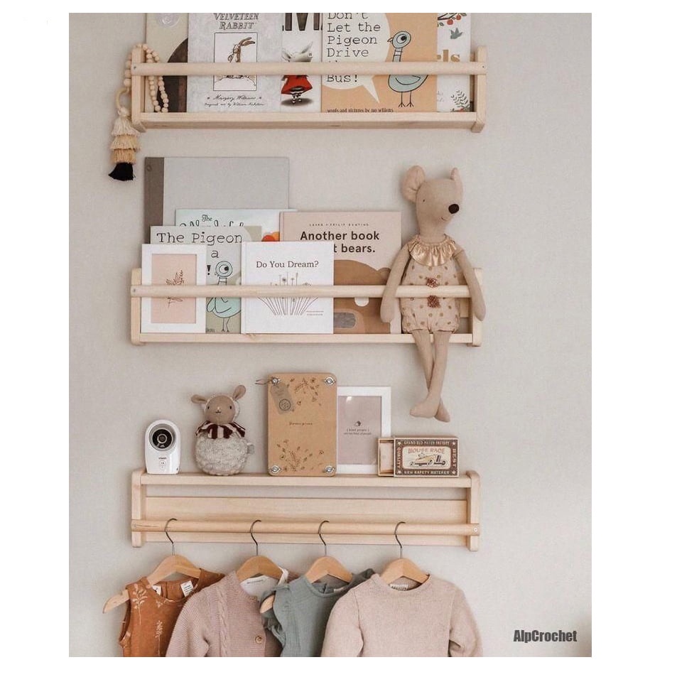 Kệ gỗ treo tường, kệ trang trí MINDESIGN,Gía gỗ Decor phòng ngủ,móc quần áo, phụ kiện, gỗ tự nhiên an toàn khi sử dụng