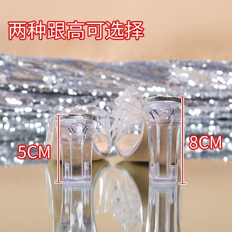 Dép Cao Gót Hở Ngón Đính Đá Pha Lê Trong Suốt Thời Trang Mùa Hè Quyến Rũ Cho Nữ