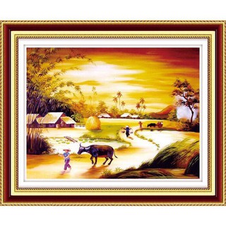 Tranh đính đá phong cảnh Chiều Hoàng Hôn VS159 (70x54) chưa đính