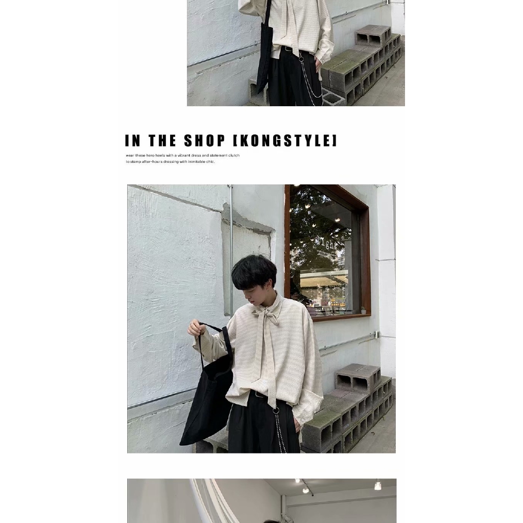 Áo sơ mi dài tay thắt nơ năng động thời trang dành cho nam | BigBuy360 - bigbuy360.vn