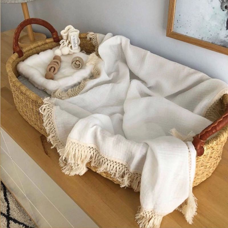 Chăn Quấn Tua Rua Chất Liệu Cotton Cho Bé