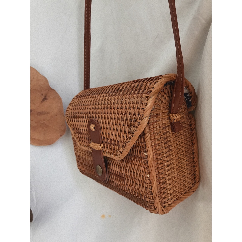 Túi Mây Hình Hộp Chữ Nhật Có Dây Đeo Chéo Bằng Da - Ảnh Thật Shop Tự Chụp