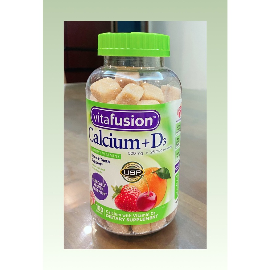Kẹo dẻo vitamin dành cho người lớn Calcium 500mg Gummy 100 viên của Mỹ