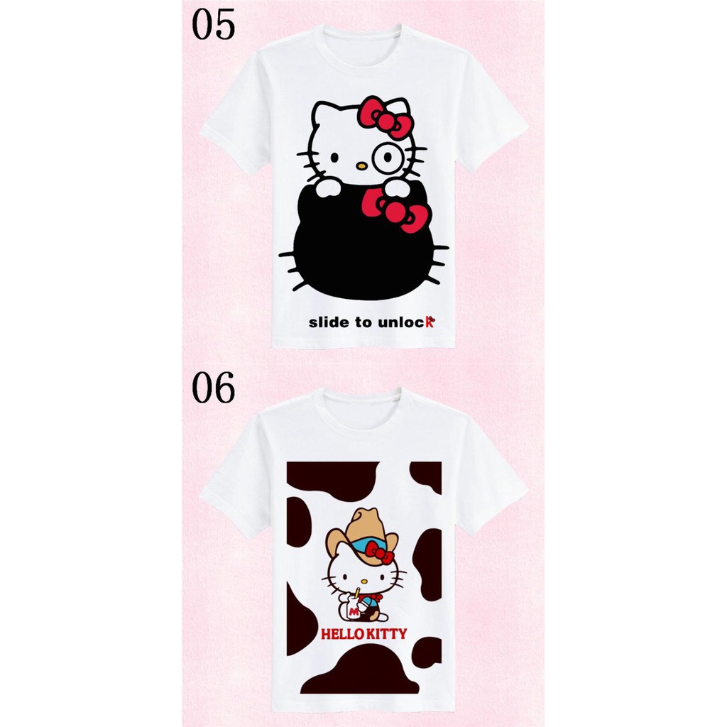 Áo Thun Tay Ngắn Cổ Tròn In Hình Hello Kitty Đáng Yêu Cho Người Lớn Và Trẻ Em