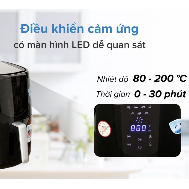 Nồi chiên không dầu điện tử Perfect 1400W dung tích 5L giảm chất béo trong đồ ăn bảo vệ sức khỏe - HAPOS