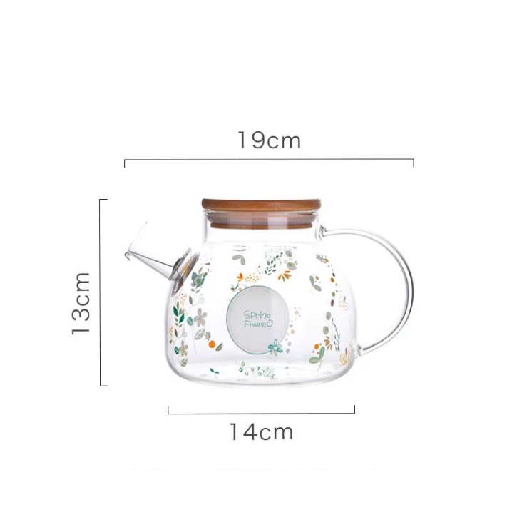 Bình thuỷ tinh nắp gỗ chịu nhiệt-Bình nước thủy tinh nắp gỗ cực đẹp Vintage