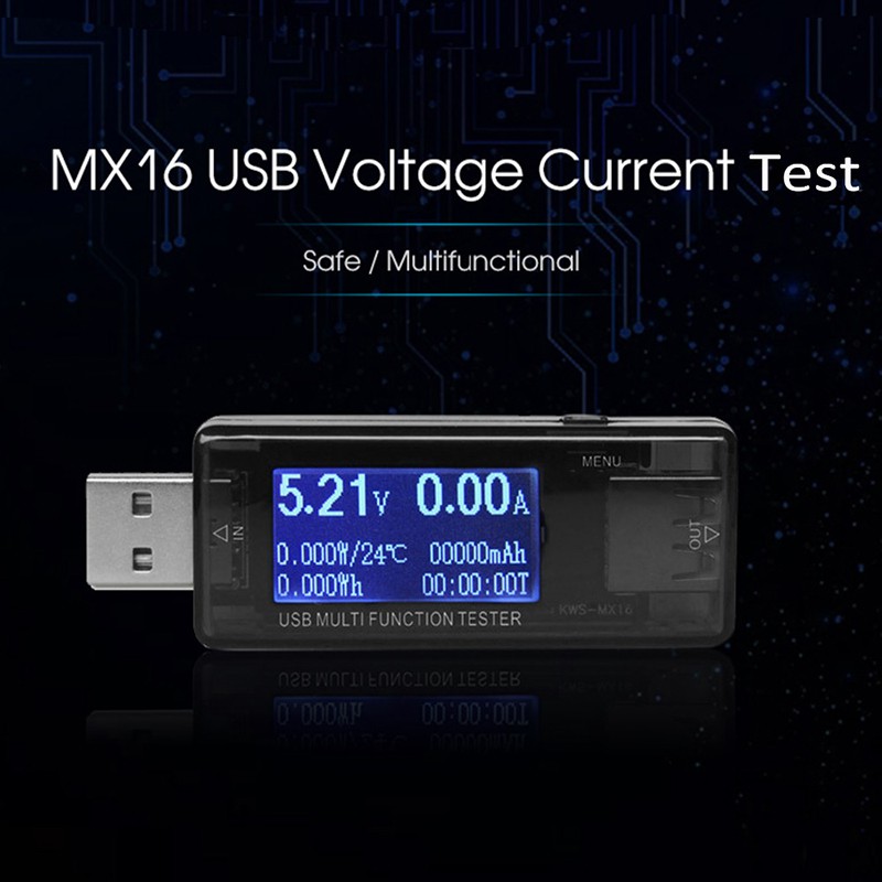 Máy kiểm tra kỹ thuật số USB MX16 Máy đo điện áp hiện tại Máy kiểm tra đa chức năng 0-90W Bộ phát hiện nguồn điện di động Bác sĩ sạc