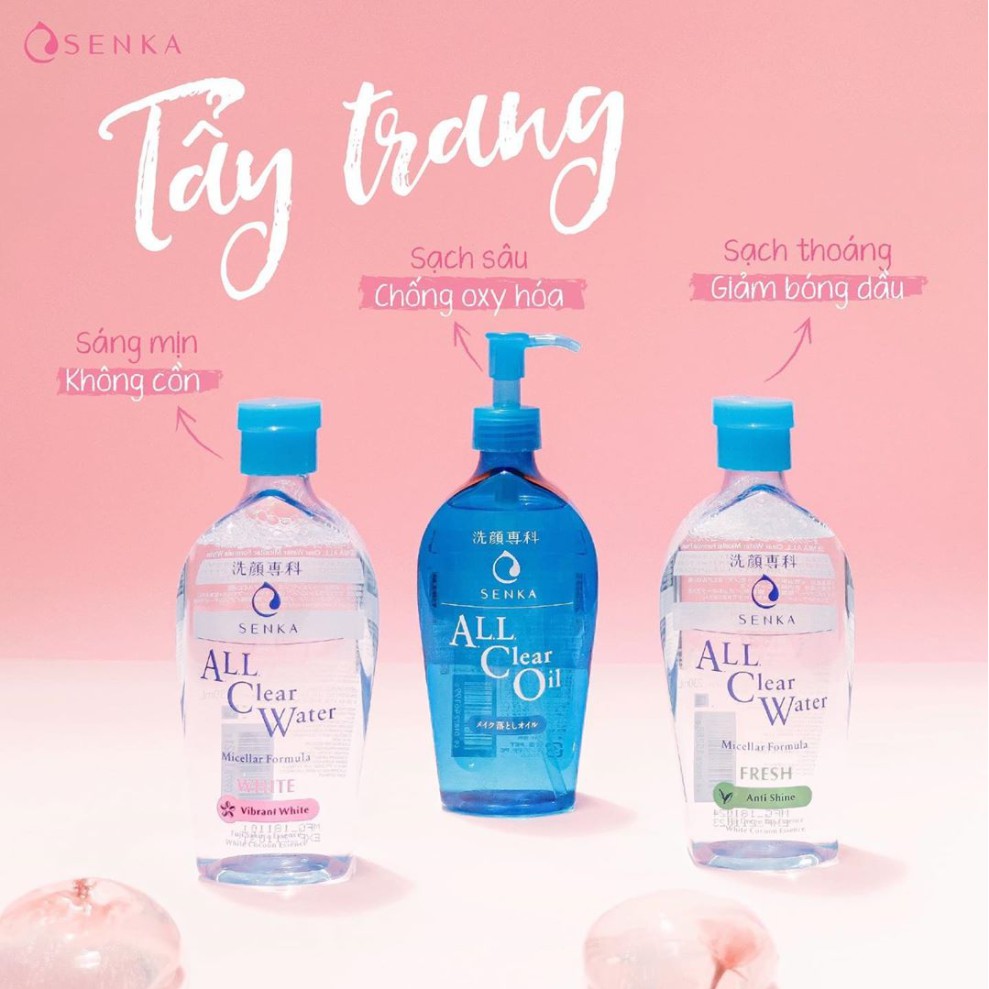 Nước Tẩy Trang Dưỡng Trắng Senka All Clear Water Micellar Formula White (Hồng) | BigBuy360 - bigbuy360.vn