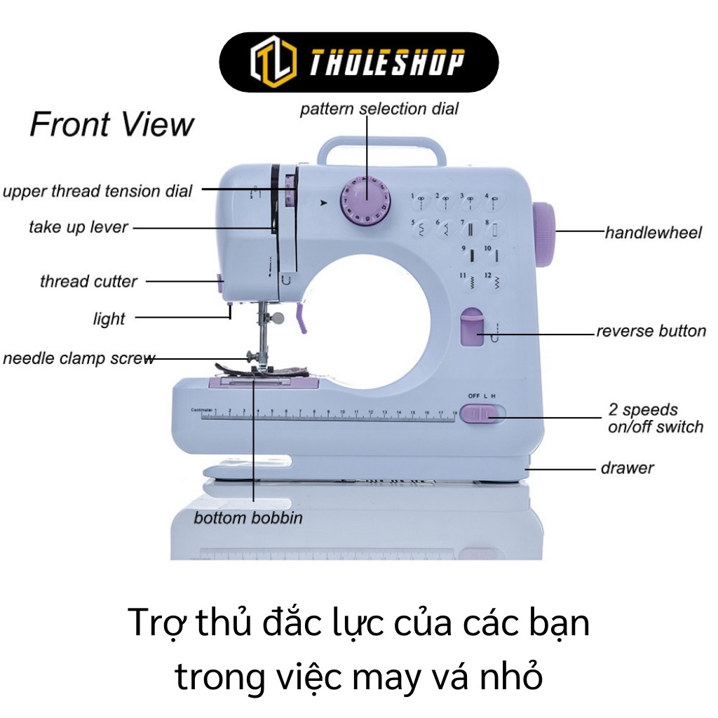 [SGD] Máy May Mini - Máy Khâu Gia Đình UFR 705 Với 12 Chế Độ May, Có Đèn Led Kèm Chân Vịt 9739