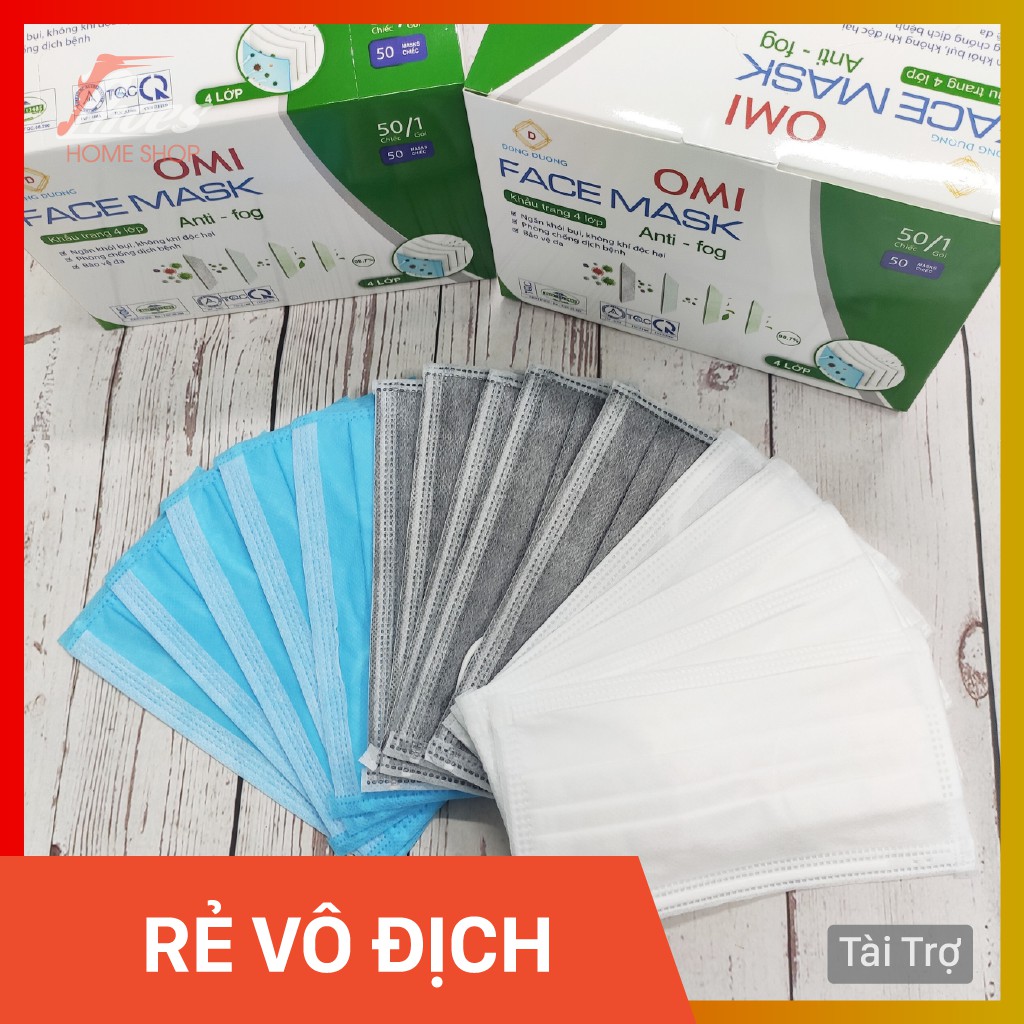 Hộp 50 chiếc khẩu trang y tế 4 lớp OMI đủ màu - Hàng có sẵn