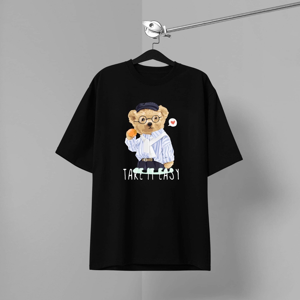 Áo Thun tay lỡ unisex nam nữ  GẤU TEDDY cotton form rộng oversize nhiều màu phong cách ulzzang