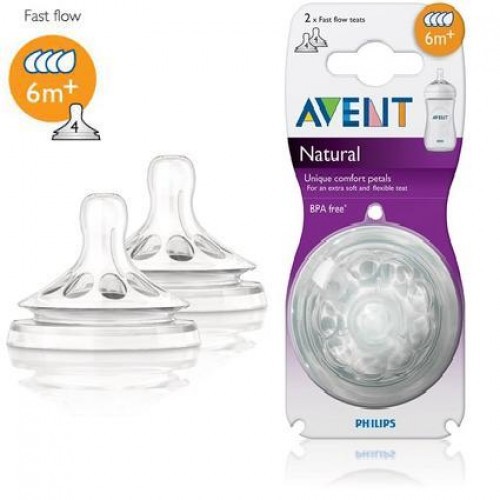 Bộ 2 núm ty Avent cho bé 6 tháng trở lên (4 lỗ)