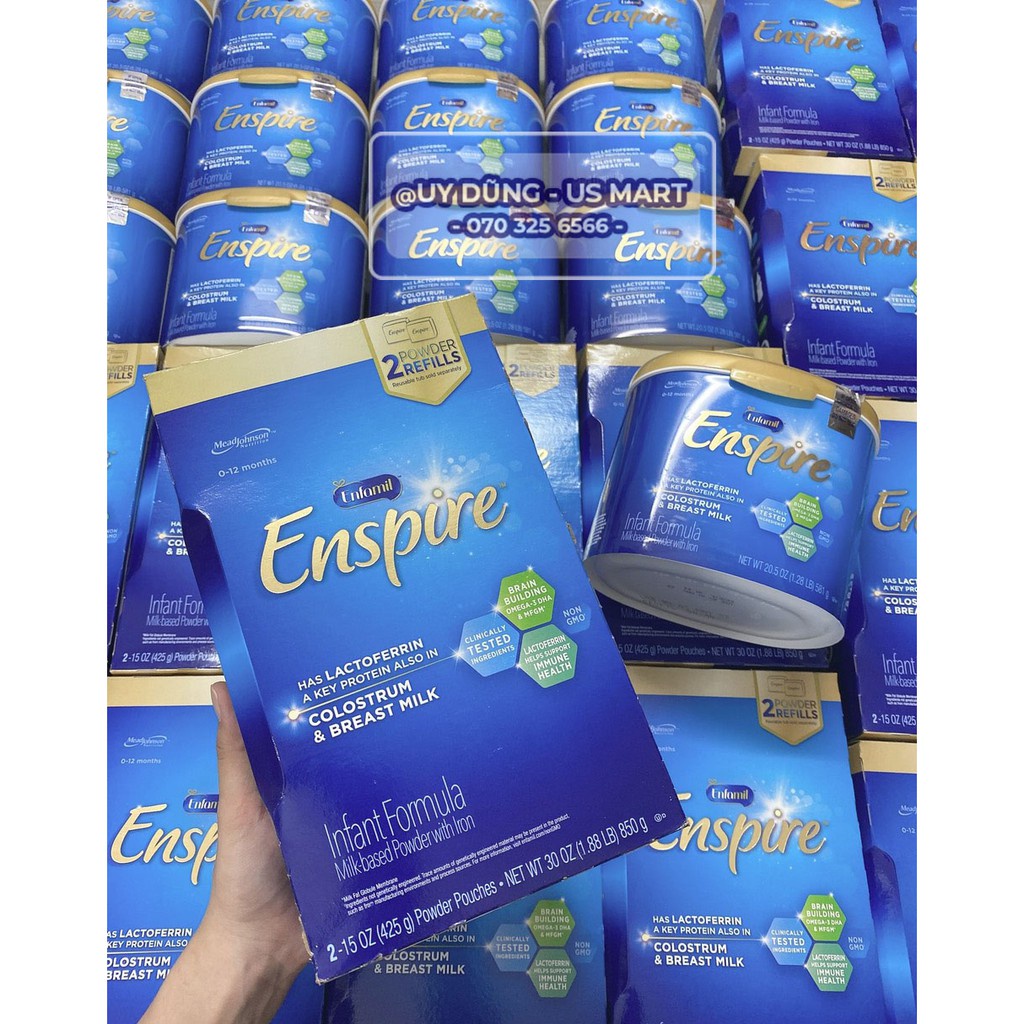 Sữa bột Enfamil Enspire Infant Formula hộp nhựa xanh 581g Mỹ