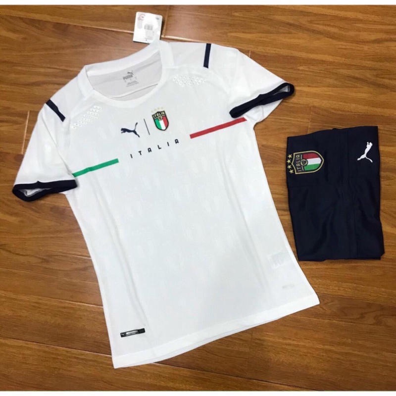 Quần Áo Bóng Đá Italia (Ý) Trắng Vải Gai Thái Full Logo PM Cao Cấp,Bộ Áo Đá Bóng Đẹp PP Bởi TrenDos