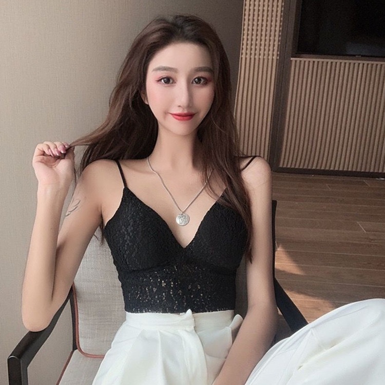 Áo bra nữ ren 2 dây không gọng đệm mút mỏng phong cách croptop dễ thương và quyến rũ DEVARI B2792