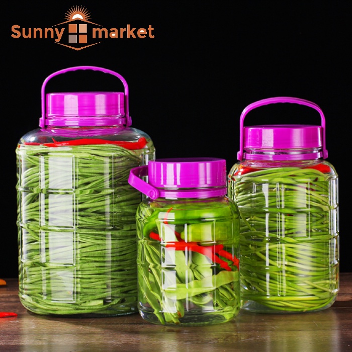 Bình thuỷ tinh ngâm rươu sâm có quai xách không van 5 lít