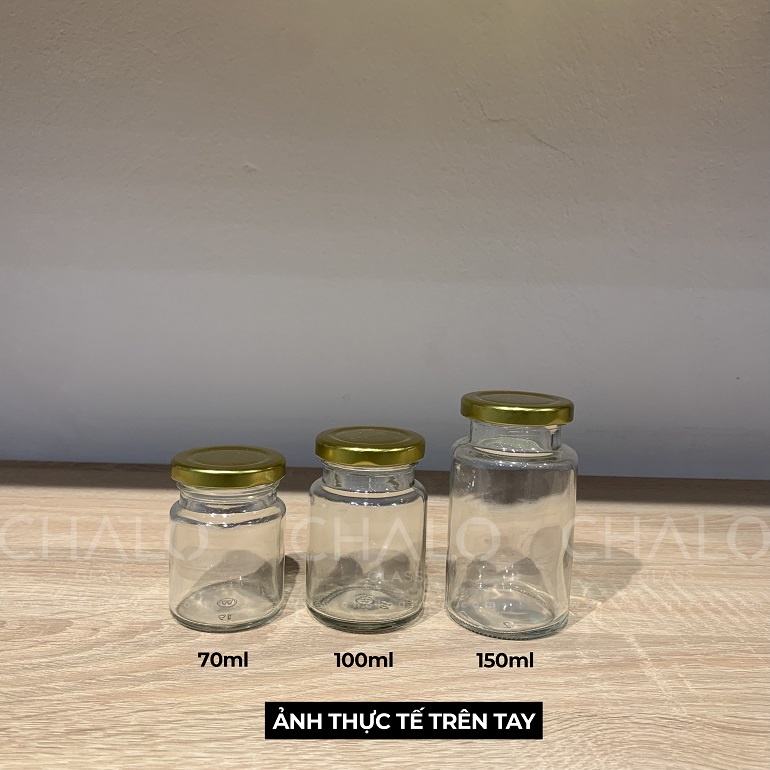 Hũ thuỷ tinh đựng yến chưng dáng tròn các cỡ 70ml - 100ml - 150ml