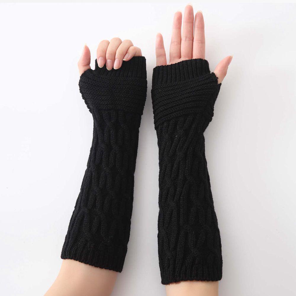 Găng Tay Dệt Kim Dài Co Giãn Màu Sắc Ngọt Ngào Thời Trang